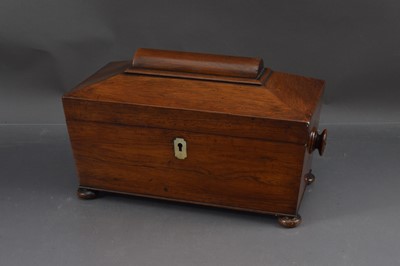 Lot 439 - A Victorian rosewood tea caddy of casket shape