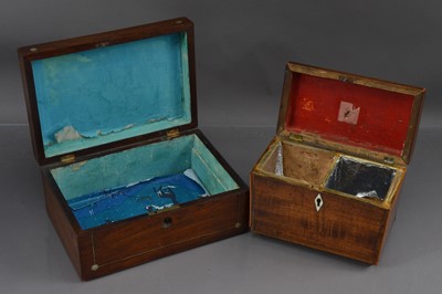 Lot 443 - A 19th Century tea caddy of neat size and a 19th Century rosewood workbox