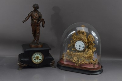 Lot 447 - Two spelter mantel clocks