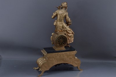 Lot 453 - A French Early 20th Century Spelter and black slate Mantel Clock