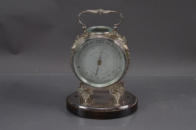 Lot 454 - A Early 20th Century Silver Plated Desk Barometer by Pascall Atkey and Son of Cowes Isle of White