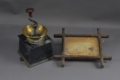 Lot 461 - A late Victorian brass and iron coffee grinder by Kenrick  & Sons