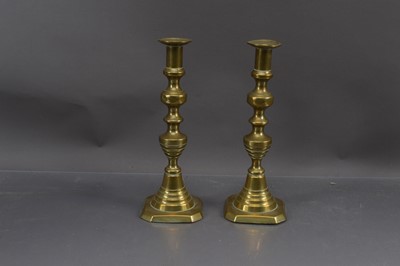 Lot 462 - A Pair of Brass 19th Century Candle Sticks