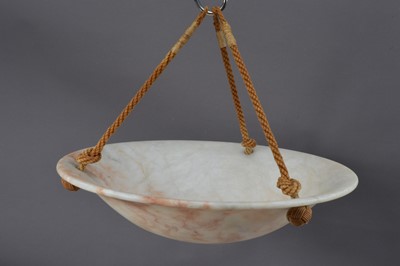 Lot 486 - An Art Deco era carved Alabaster ceiling light