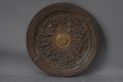 Lot 487 - A late 19th Century bronze relief charger in the manner of Eugenio Bellosio (1847-1927)