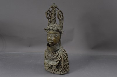 Lot 489 - An early 20th Century Benin style Oba Bust