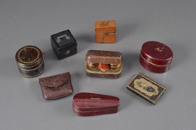 Lot 505 - A collection of travelling ink wells and pen wipes