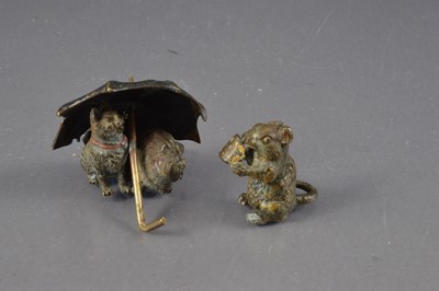 Lot 509 - Two miniature cold painted bronze groups