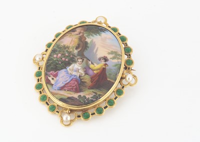 Lot 60 - A Continental 19th Century painted miniature brooch