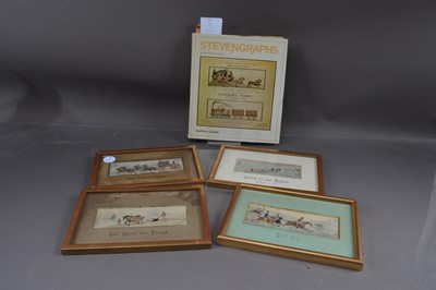 Lot 530 - Four Thomas Stevens Victorian "Stevengraph" pictures and a reference book