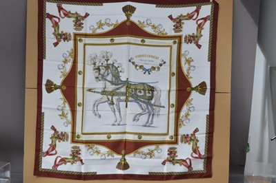 Lot 537 - A Hermes Paris silk scarf "Harnais Francais Premier Empire"