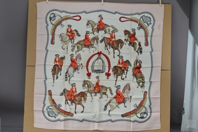 Lot 545 - A Hermes Paris silk scarf "Reprise" design by Ledoux