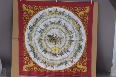 Lot 548 - A Hermès Paris silk scarf "La Promenade de Longchamps" designed by Ledoux