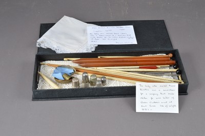 Lot 558 - A box containing a small group of items associated with one of Queen Victoria's seamstresses