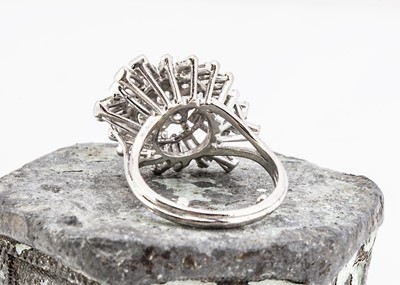 Lot 2 - A c1960s 18ct white gold and diamond cocktail dress ring