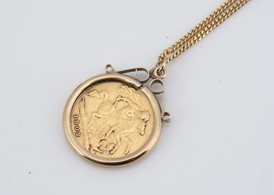 Lot 43 - An Edward VII half sovereign pendant