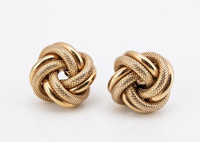 Lot 52 - A pair of 9ct gold knot earrings