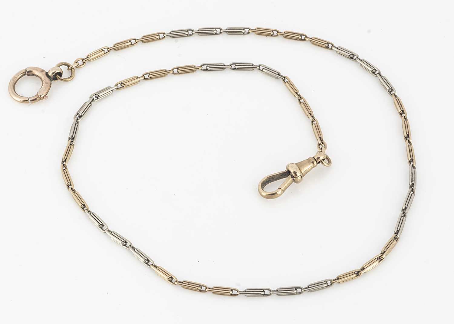 Lot 71 - A fine 9ct gold two colour double fetter linked watch chain