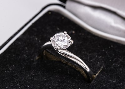 Lot 150 - A diamond solitaire in hallmarked white 18ct gold