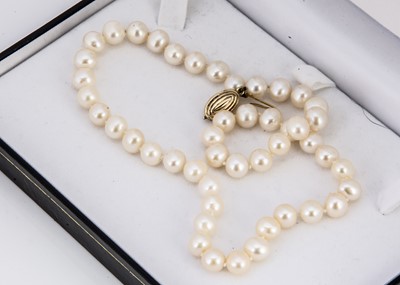 Lot 163 - A string of uniform knotted fresh water pearls