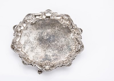 Lot 228 - A George II silver card tray by Robert Rew