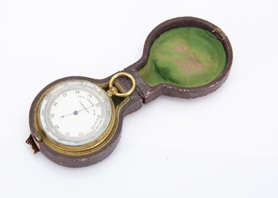 Lot 230 - A Victorian period gilt pocket barometer in case