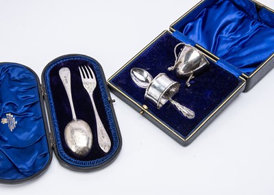 Lot 251 - Two cased silver Christening gift sets