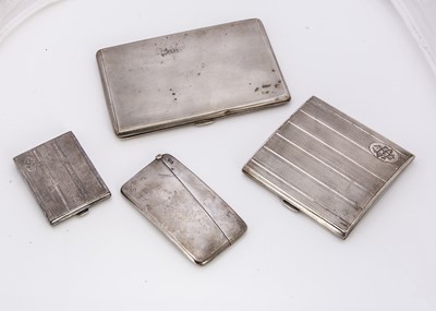 Lot 256 - Two Art Deco period silver cigarette cases and two other silver items