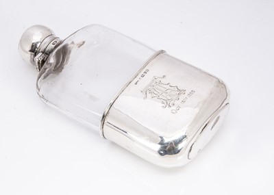 Lot 271 - A Victorian glass and silver mounted hipflask