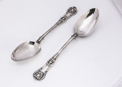 Lot 277 - A pair of early Victorian silver King's pattern table spoons by Mary Chawner