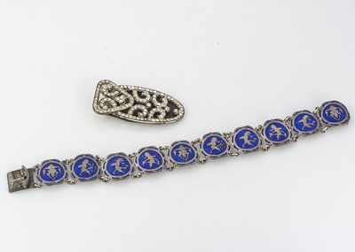Lot 338 - A sterling and enamel marked Siam bracelet