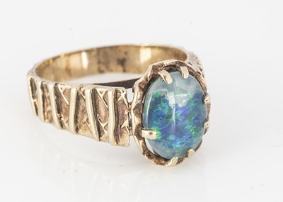 Lot 343 - A 9ct gold and opal doublet dress ring