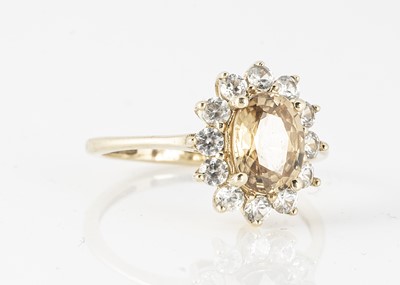 Lot 346 - A yellow and colourless zircon cluster ring
