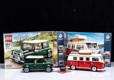 Lot 336 - Lego Creator Expert VW T1 Camper Van 10220 and 10242 Mini Cooper Both Constructed (2)