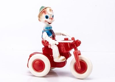 Lot 389 - A 1960's Large Scale Polythene Plastic Buratino On Motorcycle Toy