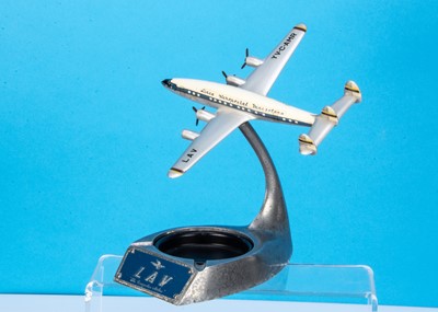 Lot 411 - A 1950's Raise Up 'Linea Aeropostal Venezolana' (LAV) Airlines Lockheed L-1049E Constellation Desk Model With Ashtray