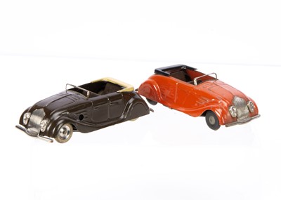 Lot 439 - A Pair Of Tri-ang Minic Tinplate Clockwork 14M Streamline Sports Tourers