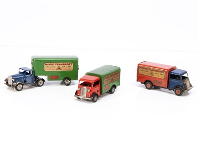 Lot 456 - Tri-ang Minic Tinplate Clockwork Post-War Transport Vans