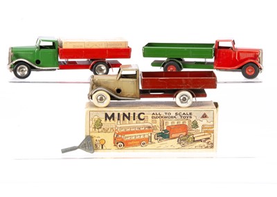 Lot 460 - Tri-ang Minic Tinplate Clockwork Post-War 25M Delivery Lorry With Cases