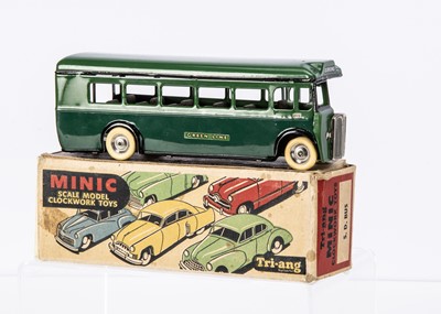 Lot 465 - A Tri-ang Minic Tinplate Clockwork Post-War 52M Green Line Single Decker Bus