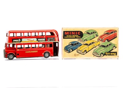 Lot 467 - A Tri-ang Minic Tinplate Clockwork Post-War 60M Double Decker Bus