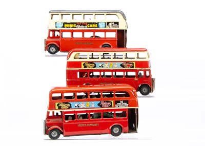 Lot 468 - Tri-ang Minic Tinplate Post-War 60M Double Decker Buses