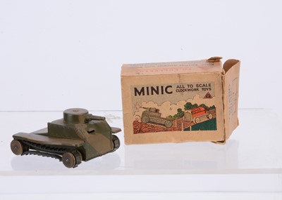 Lot 474 - A Tri-ang Minic Tinplate Clockwork Pre-War 20M Army Tank