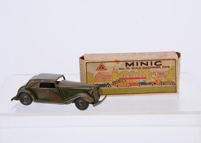 Lot 479 - A Tri-ang Minic Tinplate Clockwork Pre-War 19M CF Army Vauxhall Cabriolet