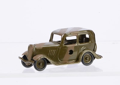 Lot 480 - A Tri-ang Minic Tinplate Clockwork Pre-War 1M CF Army Ford Saloon