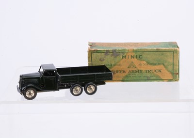 Lot 481 - A Tri-ang Minic Tinplate Clockwork Pre-War 66M Six Wheel Army Truck