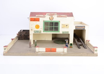 Lot 493 - An early post-war Tri-ang Minic Garage No 4 wooden with Accessories