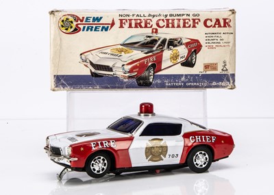 Lot 495 - A Taiyo (Japan) Tinplate Battery Operated Bump N' Go Chevrolet Camaro Fire Chief Car