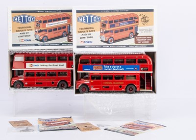 Lot 498 - Modern Mettoy Tinplate Clockwork Routemaster Buses