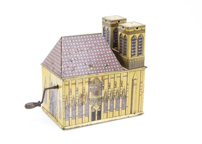 Lot 520 - A Leonhard Müller Tinplate Notre Dame Cathedral Toy Organ